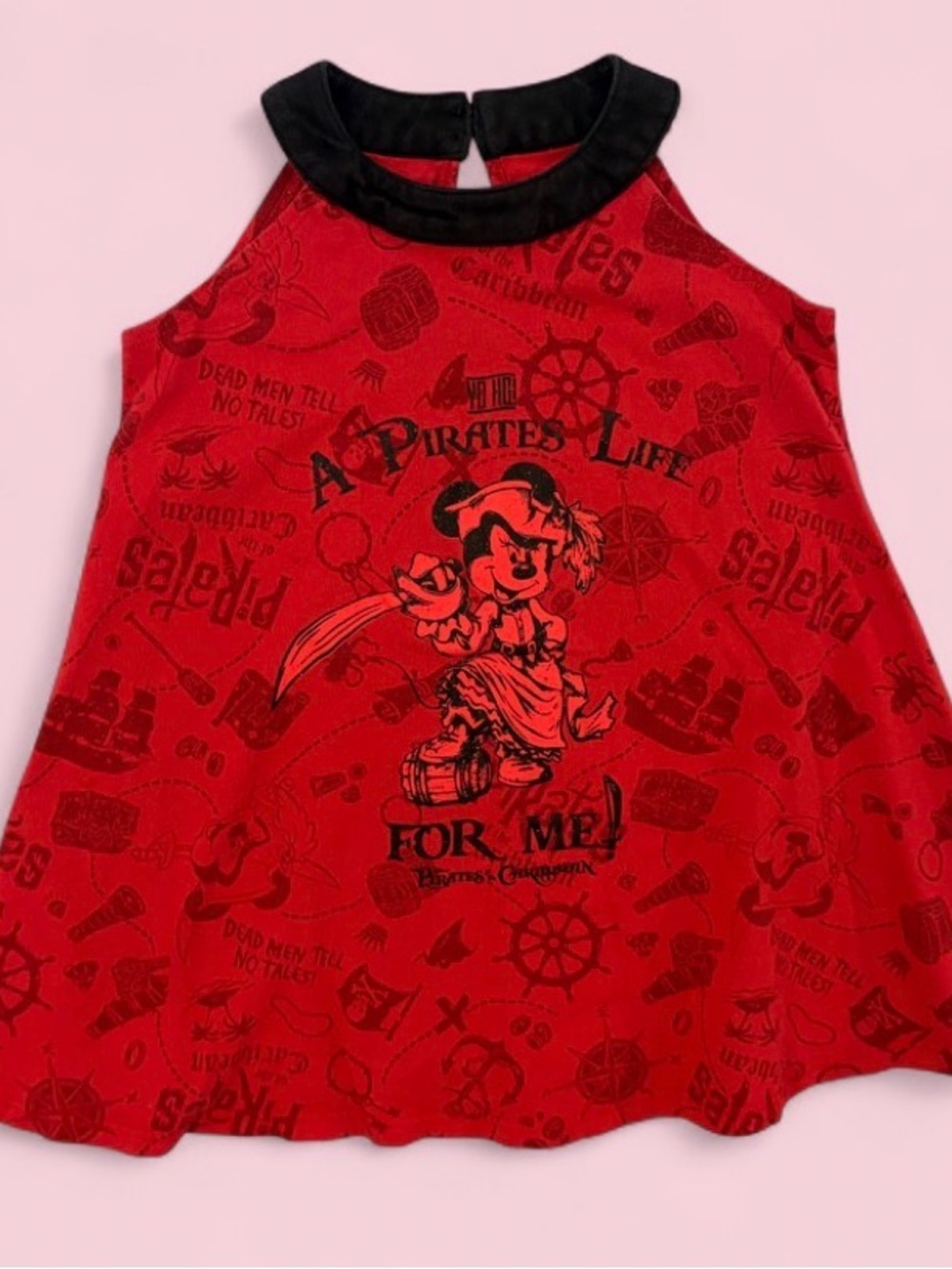 Disney Parks Red &Black Minnie Mouse Pirates of the Caribbean Swing Dress Sz XXS